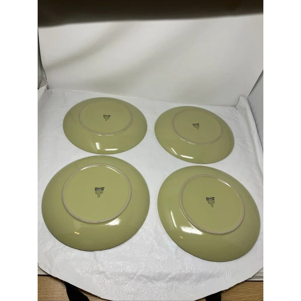 IKEA Dinnerware Fargrik Dinner Plates Set Of 4 Avocado Green 21963 Round 11”